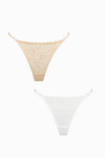 Rosie Thong Fawn White 2 Pack