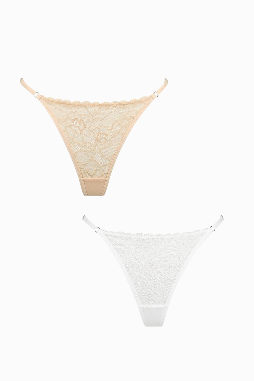 Rosie Thong Fawn White 2 Pack