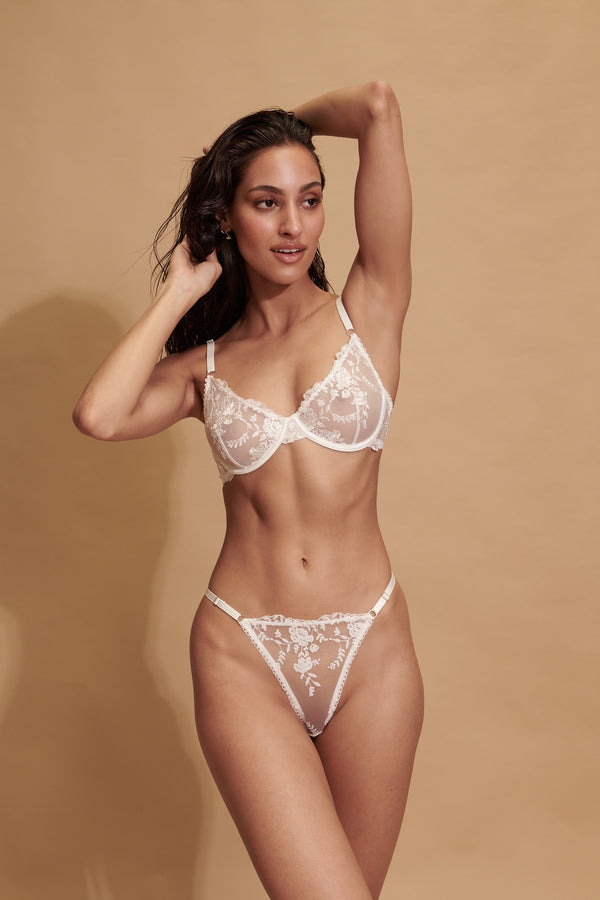 Women Sheer Sexy Lingerie See Through Underwear Bra G-string Set Ch