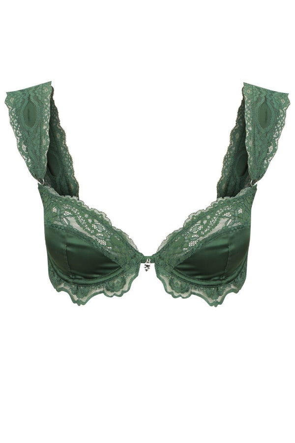 Lunalae Thea Lace Lingerie Bra Recycled Forest Green - ShopStyle
