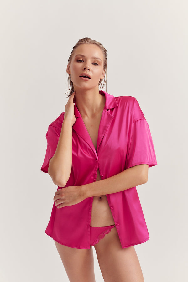 Celine Short Sleeve Short Set Hot Pink