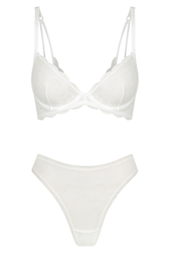 Cute Lingerie Set, White Color Size 32 D and Small Panties