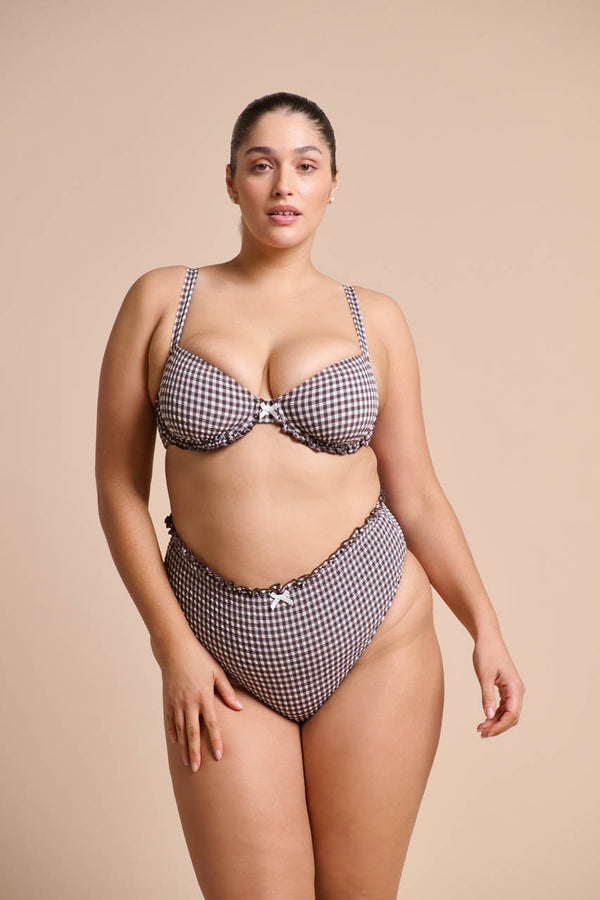 Ari Swim High Waist Espresso Gingham