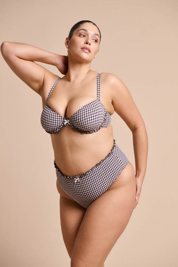 Ari Swim High Waist Espresso Gingham