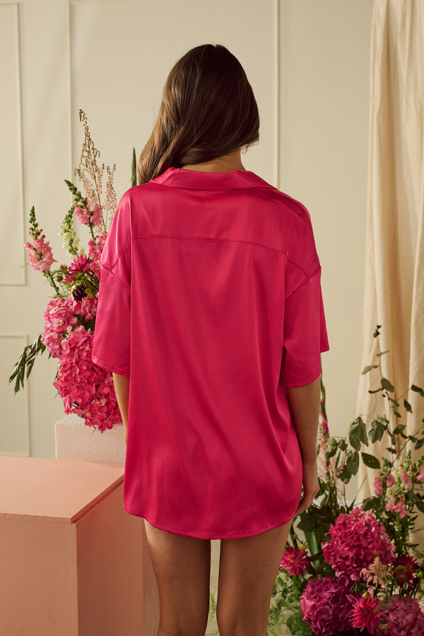 Celine Short Sleeve Shirt Hot Pink
