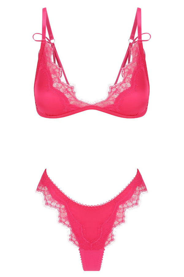 Sorrento Bralette Set Hot Pink