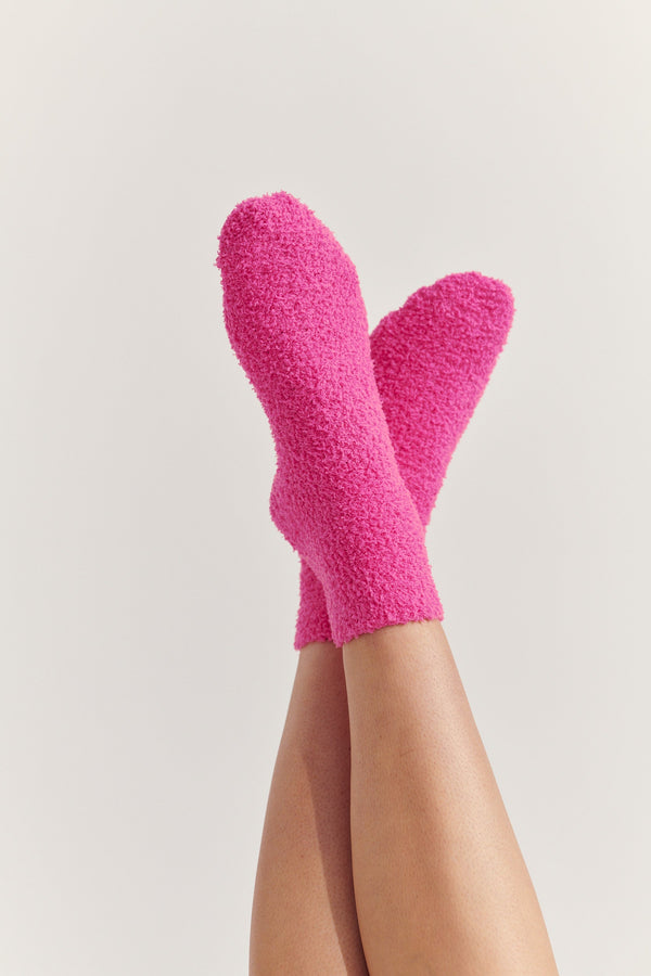 Fluffy Bed Socks Hot Pink