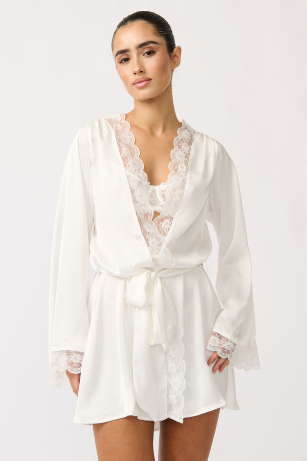white lace dressing robe Sidney Robe Ivory